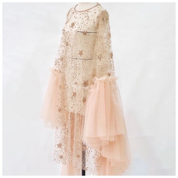 Black Sheer Star Tulle The Lunan Glam Tunic Top - Picture 4 of 13